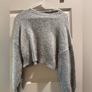 Grey cropped oversized sweater